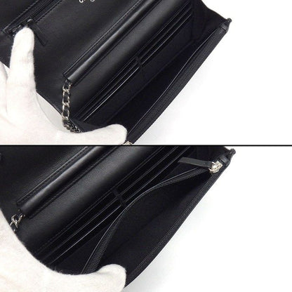 Chanel Shoulder Bag Quilted Classic Chain Wallet Black Patent