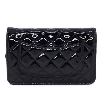 Chanel Shoulder Bag Quilted Classic Chain Wallet Black Patent