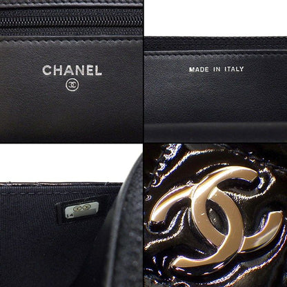 Chanel Shoulder Bag Quilted Classic Chain Wallet Black Patent