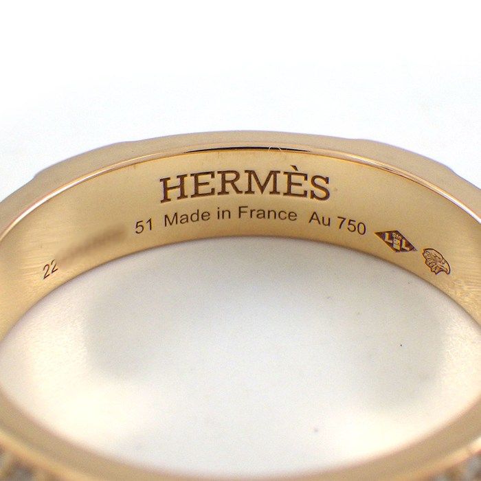 Hermes Ring Clou de Pave 65 Points Diamond 18K Pink