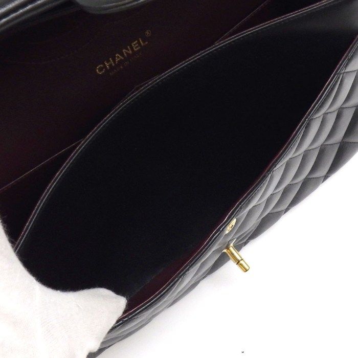 Chanel Shoulder Bag Quilted 30 Classic Large Black Gold