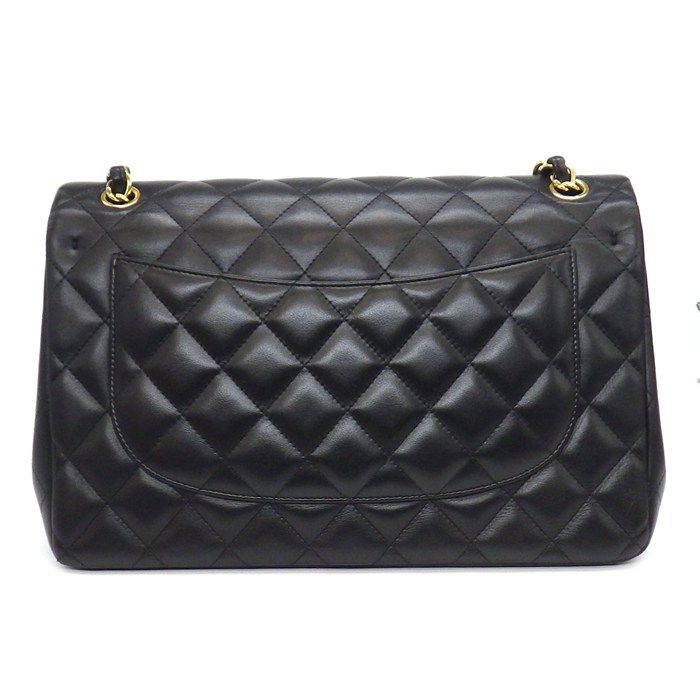 Chanel Shoulder Bag Quilted 30 Classic Large Black Gold
