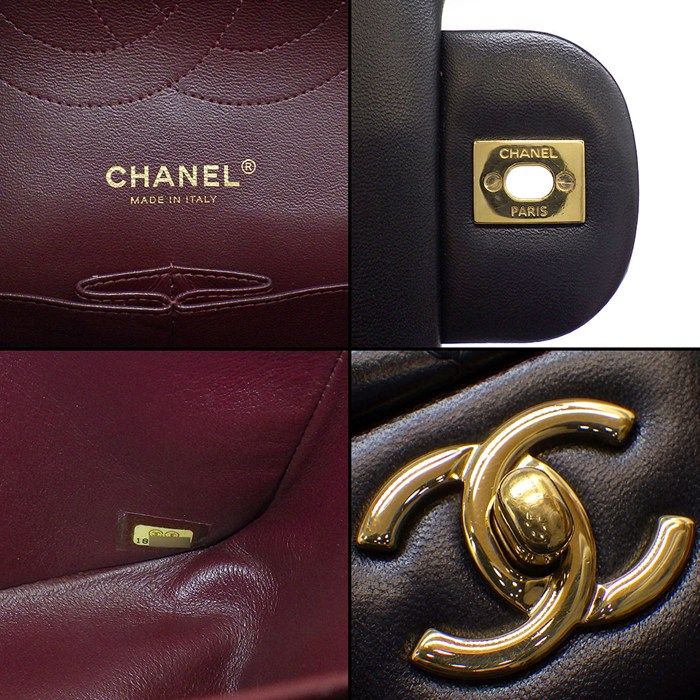 Chanel Shoulder Bag Quilted 30 Classic Large Black Gold