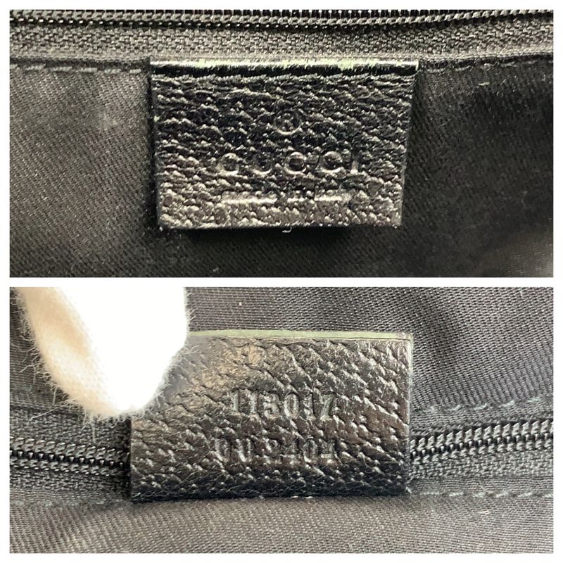 Gucci Black GG Canvas Leather Tote Shoulder Bag