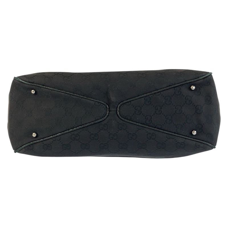 Gucci Black GG Canvas Leather Tote Shoulder Bag