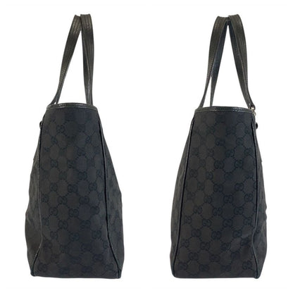 Gucci Black GG Canvas Leather Tote Shoulder Bag