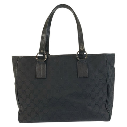 Gucci Black GG Canvas Leather Tote Shoulder Bag