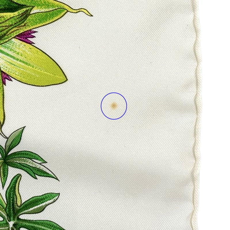 Hermes Scarf Carre 90 Passiflores Passion Flower Silk White