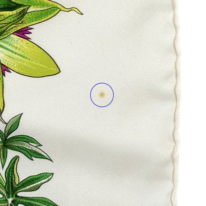 Hermes Scarf Carre 90 Passiflores Passion Flower Silk White