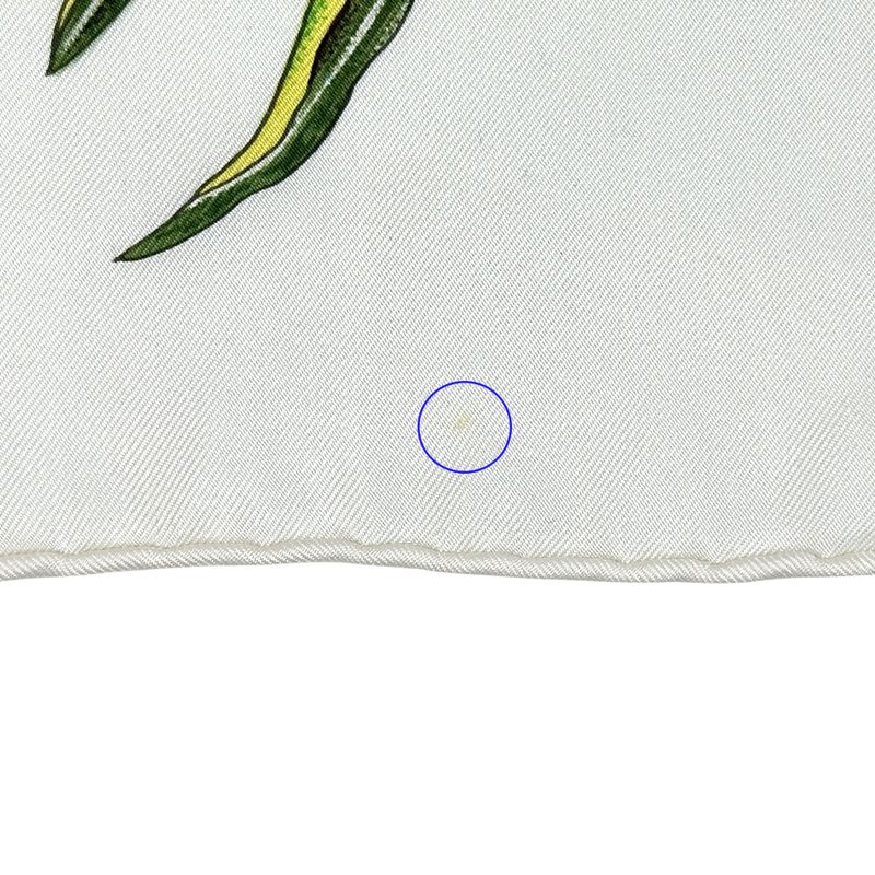 Hermes Scarf Carre 90 Passiflores Passion Flower Silk White