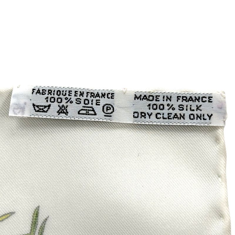 Hermes Scarf Carre 90 Passiflores Passion Flower Silk White