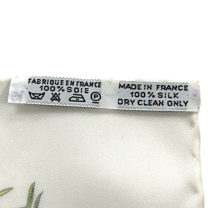 Hermes Scarf Carre 90 Passiflores Passion Flower Silk White