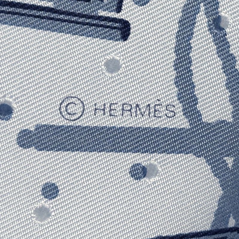 Hermes Scarf Carre 55 les Cles Key Silk Blue Light Elegant