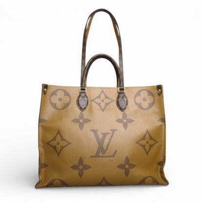 Louis Vuitton on the Go GM Monogram Giant Tote Shoulder Bag Brown