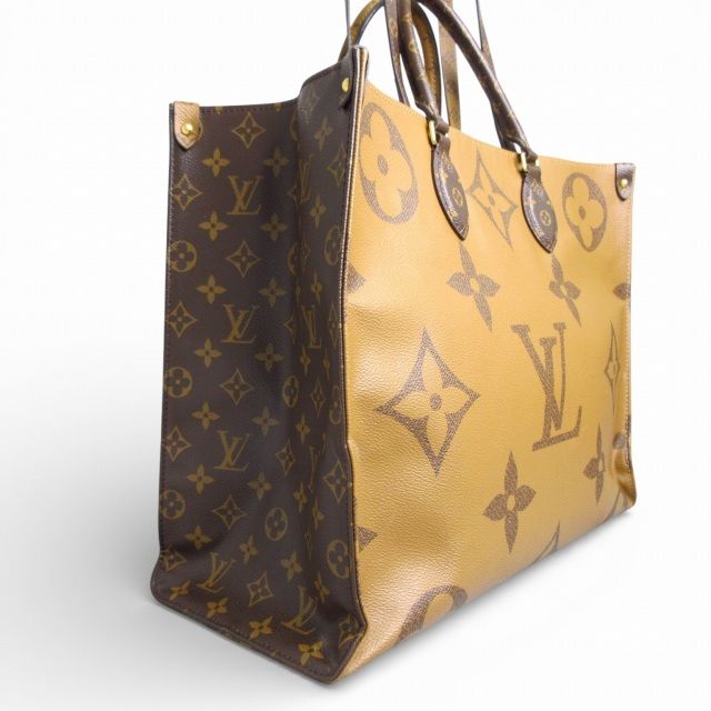 Louis Vuitton on the Go GM Monogram Giant Tote Shoulder Bag Brown