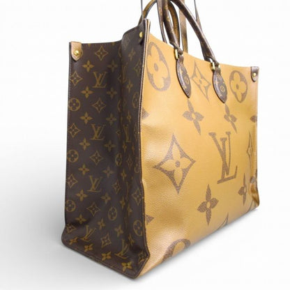 Louis Vuitton on the Go GM Monogram Giant Tote Shoulder Bag Brown