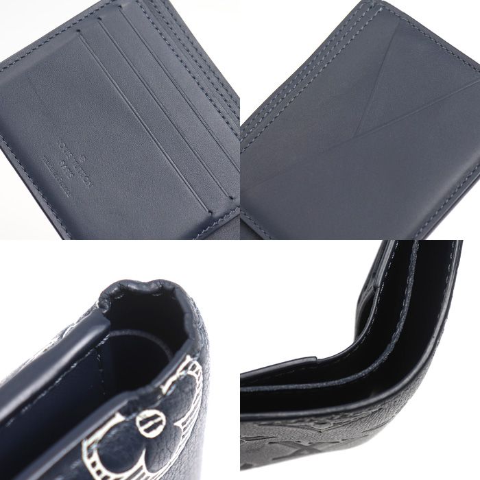 Louis Vuitton Portefeuille Multiple Bifold Wallet Monogram Shadow Navy