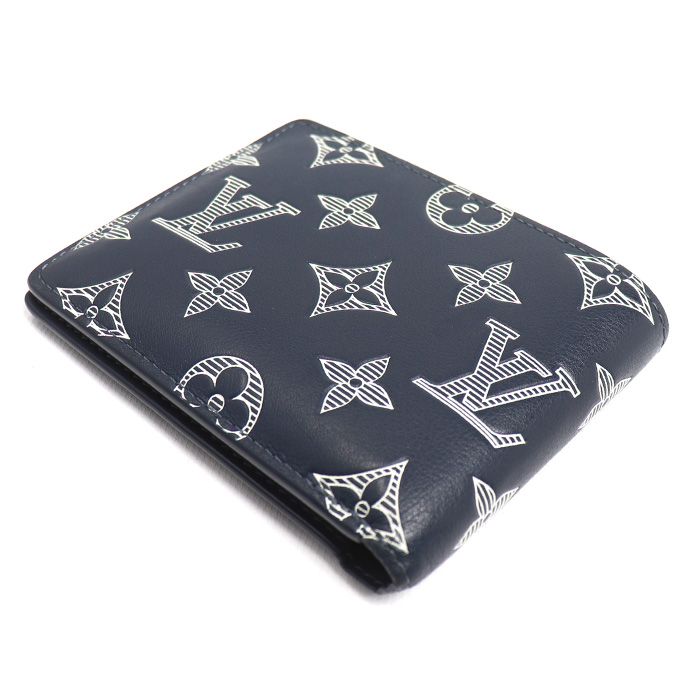 Louis Vuitton Portefeuille Multiple Bifold Wallet Monogram Shadow Navy