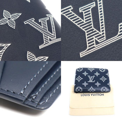 Louis Vuitton Portefeuille Multiple Bifold Wallet Monogram Shadow Navy