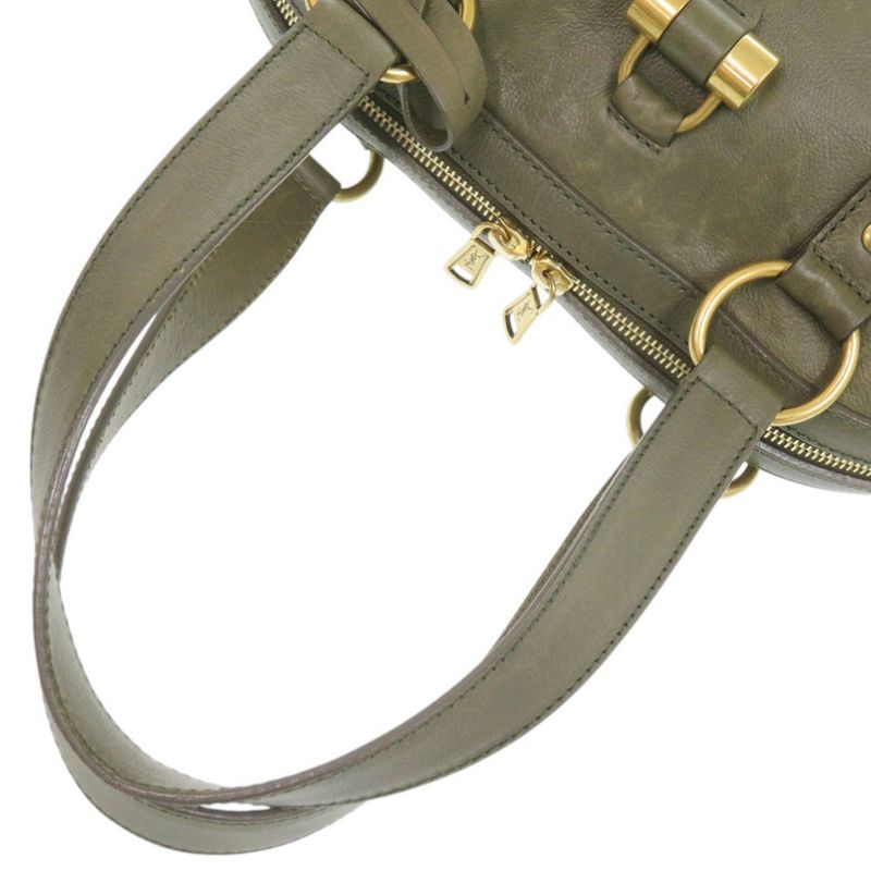 Saint Laurent Yves Muse Leather Olive Handbag