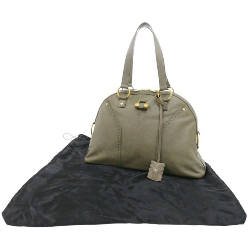 Saint Laurent Yves Muse Leather Olive Handbag