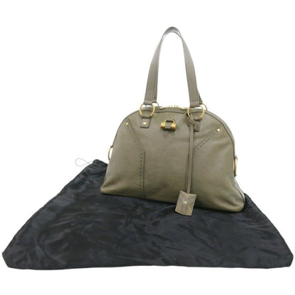 Saint Laurent Yves Muse Leather Olive Handbag