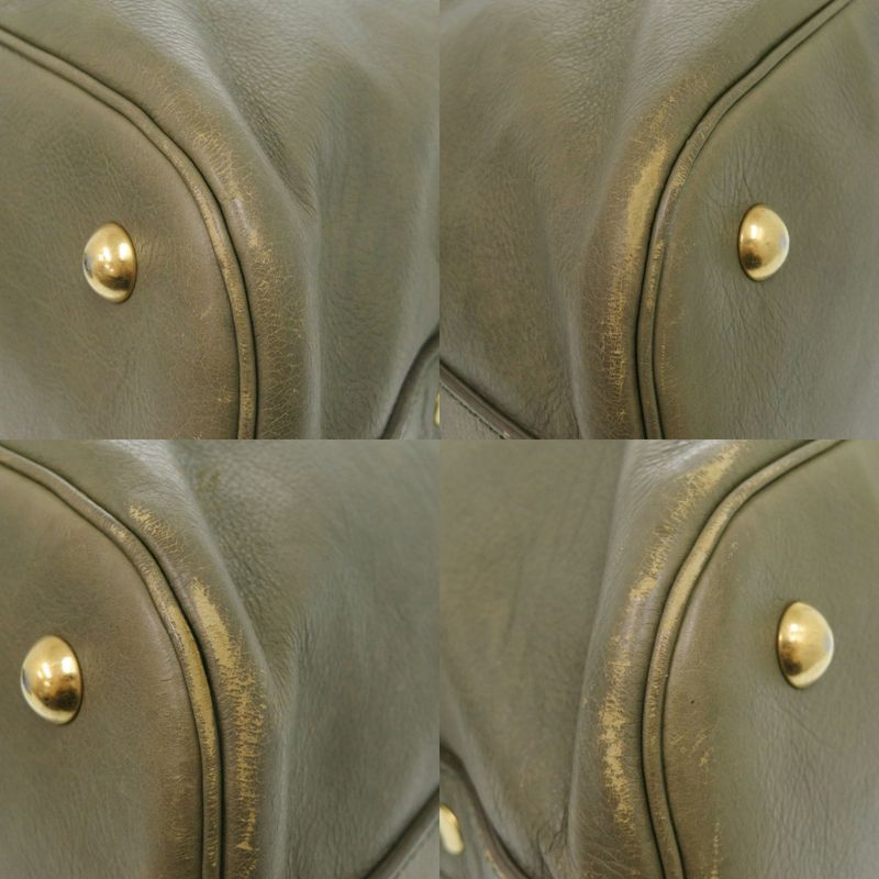 Saint Laurent Yves Muse Leather Olive Handbag