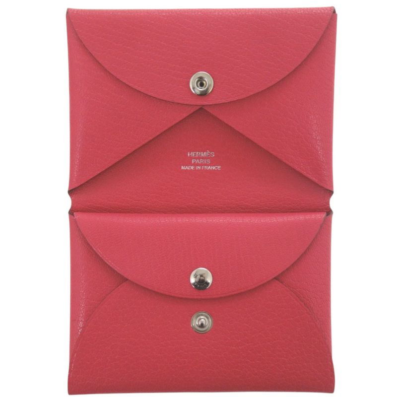 Hermes Calvi Duo Chevre Misor Rose Silver Coin