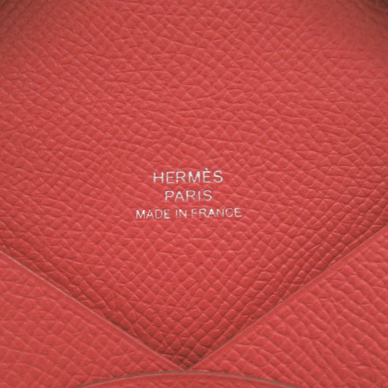 Hermes Calvi Duo Veau Epsom Rouge Tomato Silver