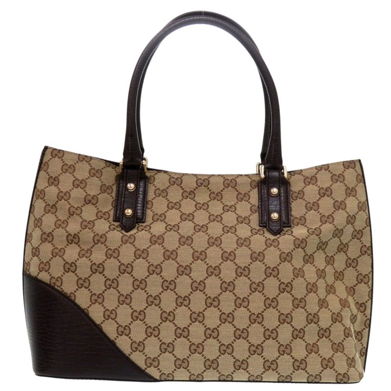 Gucci Horsebit Tote Sherry Line Gold GG Canvas Leather