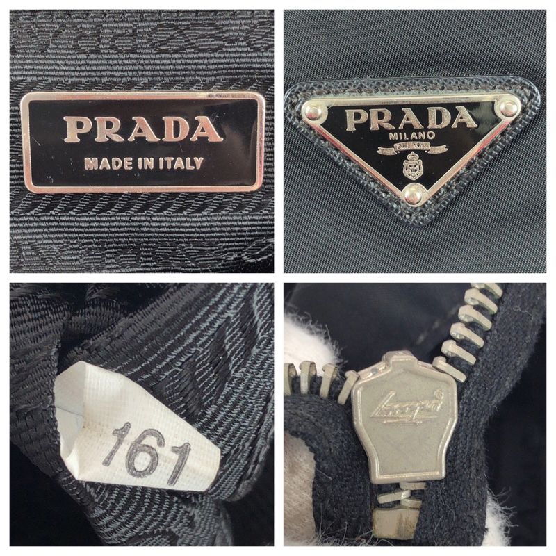 Prada Tessuto Saffiano Black Silver Nylon Tote