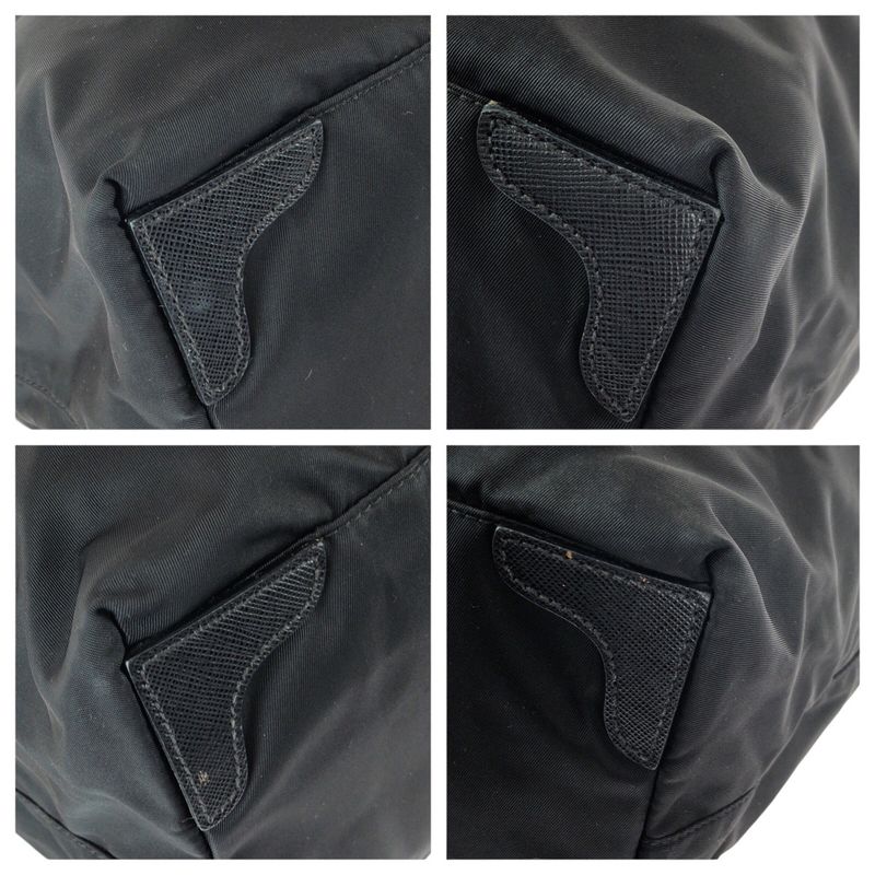 Prada Tessuto Saffiano Black Silver Nylon Tote