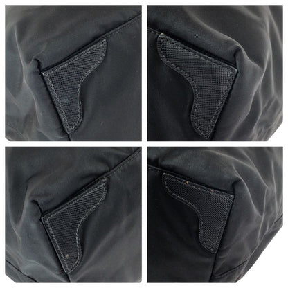 Prada Tessuto Saffiano Black Silver Nylon Tote
