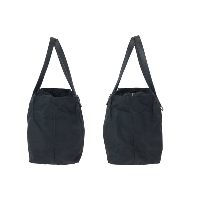 Prada Tessuto Saffiano Black Silver Nylon Tote