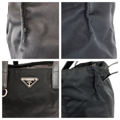 Prada Tessuto Saffiano Black Silver Nylon Tote