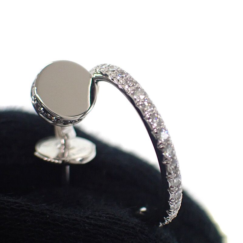 Cartier Juste un Clou Hoop Small Pave Earrings 18K White Gold