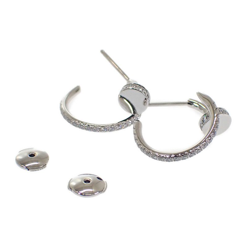 Cartier Juste un Clou Hoop Small Pave Earrings 18K White Gold