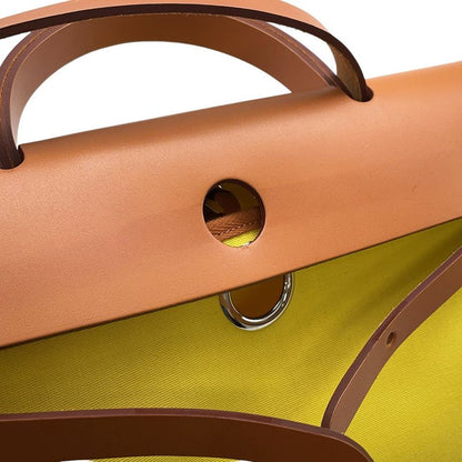 Hermes Herbag Zip PM Letourne Citron Natural Silver Toile