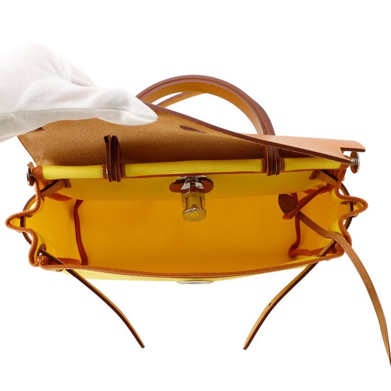Hermes Herbag Zip PM Letourne Citron Natural Silver Toile