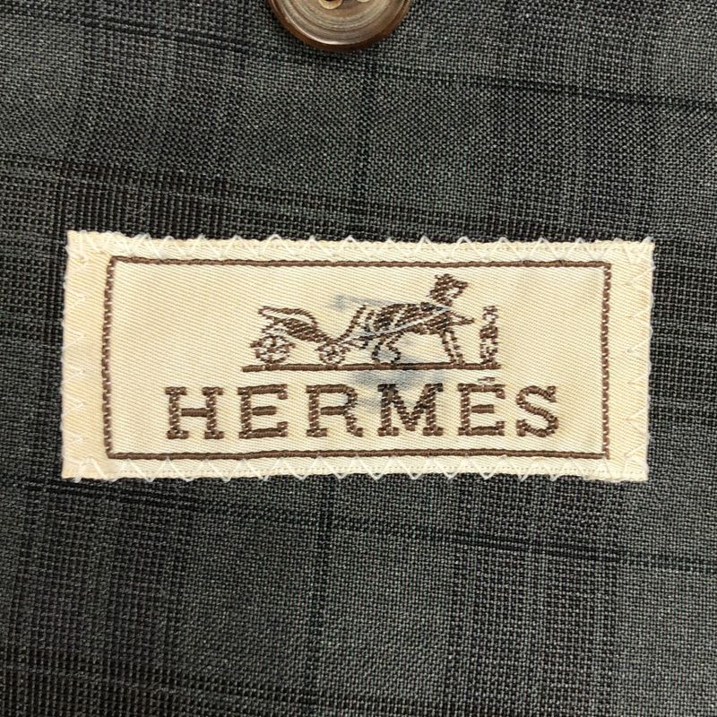 Hermes Multifabric Checked Tailored Jacket Khaki 52