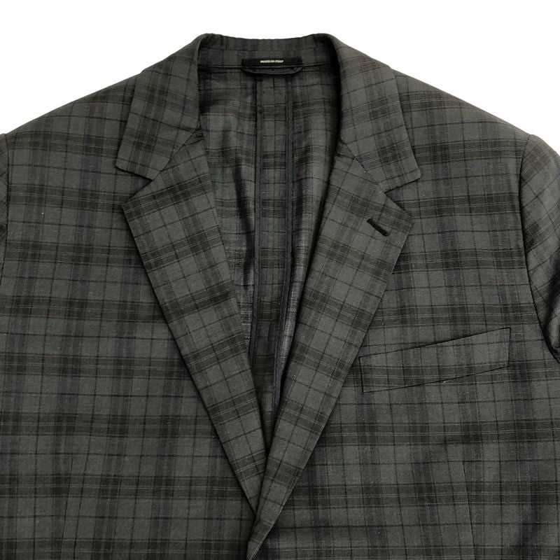 Hermes Multifabric Checked Tailored Jacket Khaki 52