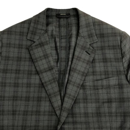 Hermes Multifabric Checked Tailored Jacket Khaki 52