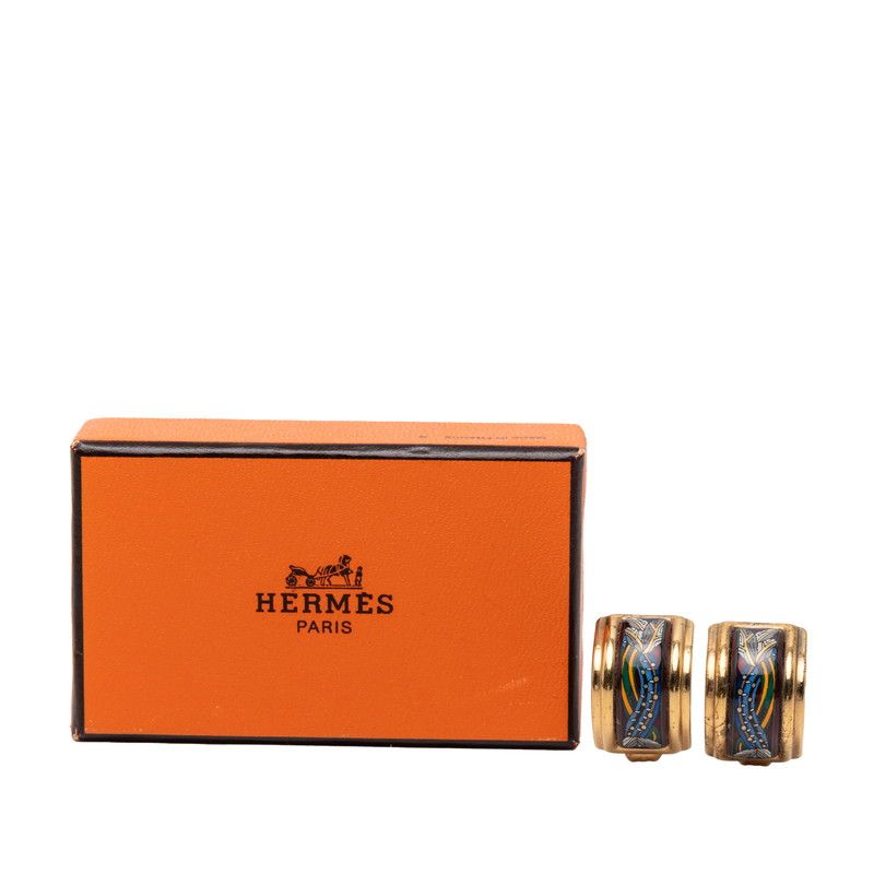 Hermes Enamel Cloisonne Gold Multicolor Plated