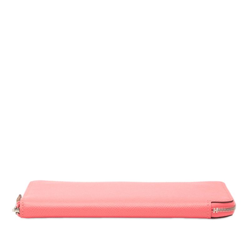 Hermes Azap Long Silk in Zip Around Wallet Rose Azalea Pink Orange Veau