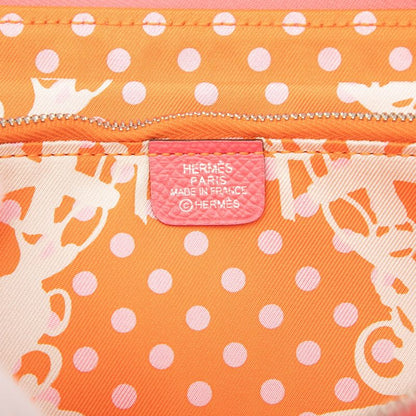 Hermes Azap Long Silk in Zip Around Wallet Rose Azalea Pink Orange Veau