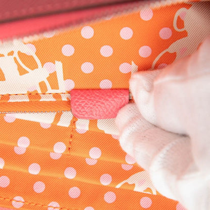Hermes Azap Long Silk in Zip Around Wallet Rose Azalea Pink Orange Veau