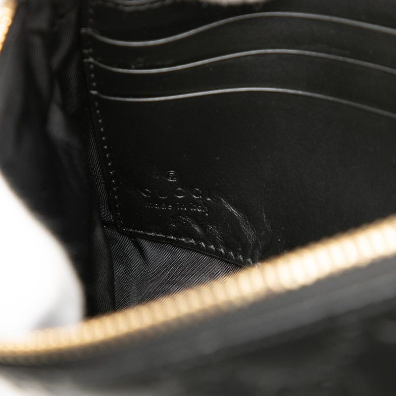 Guccissima Chain Shoulder Bag Wrist Wallet Black Leather