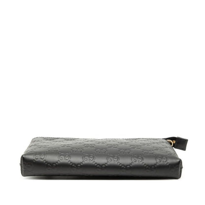 Guccissima Chain Shoulder Bag Wrist Wallet Black Leather