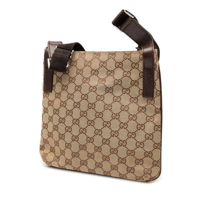 Gucci GG Canvas Crossbody Shoulder Bag Beige Brown