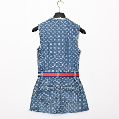 Louis Vuitton Monogram Dress Denim Blue